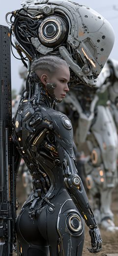 Art Beauty Tbot A Handsome Wearing Tight Fitting Cyberpunk Android Mecha Futuristic Space Armor