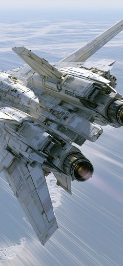 Art Spaceship Fighter Space Futuristic Metallic Aerial Winter