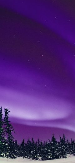 Aurora Purple Night Sky Space Nature Winter